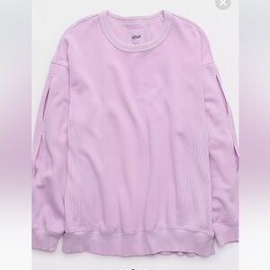Aerie Très Chic Keyhole Oversized Sweatshirt M Medium Iced Lavender Pink Purple